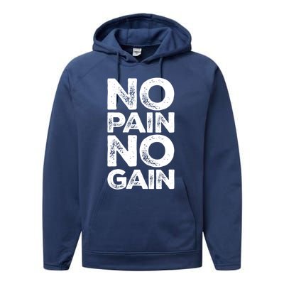 Gym Fitness And Bodybuilding Funny Gift No Pain No Gain Great Gift Performance Fleece Hoodie