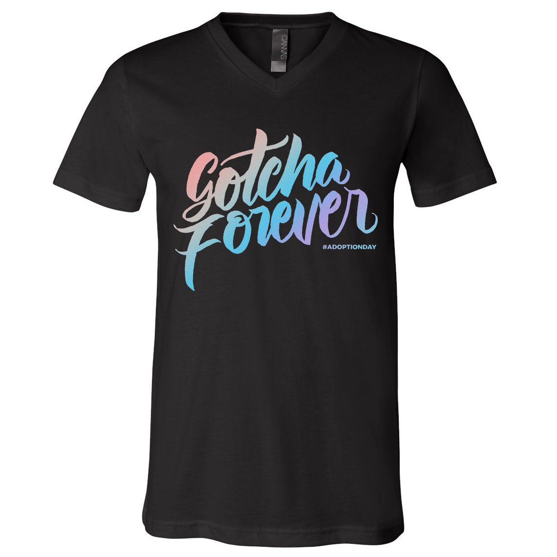 Gotcha Forever Adoption Day Proud Adopting Mom Father V-Neck T-Shirt