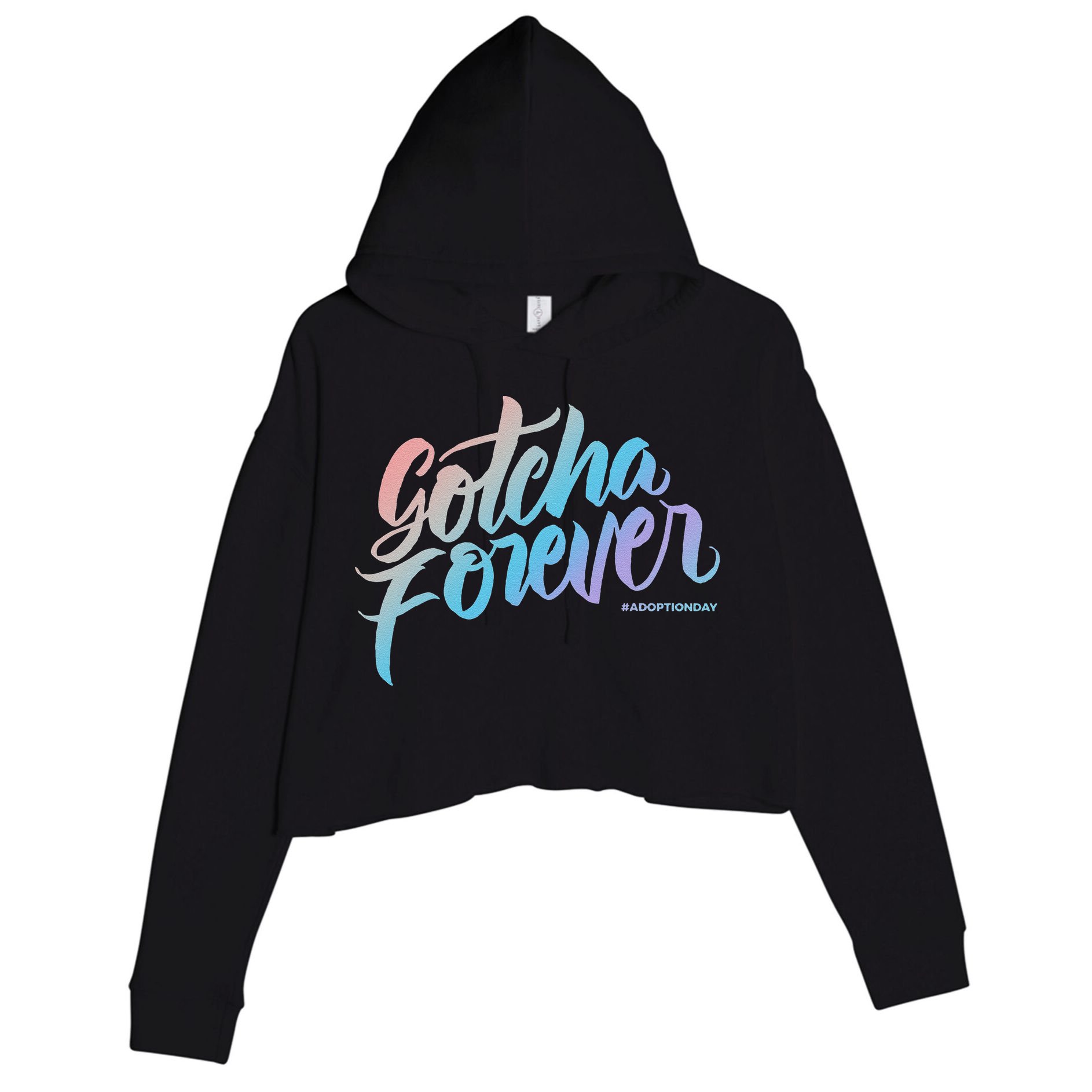 Gotcha Forever Adoption Day Proud Adopting Mom Father Crop Fleece Hoodie