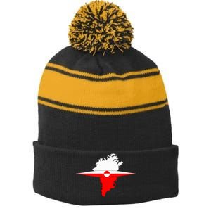 Greenland Flag And Kayak Qujaq Stripe Pom Pom Beanie