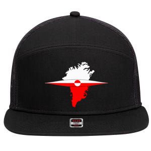 Greenland Flag And Kayak Qujaq 7 Panel Mesh Trucker Snapback Hat