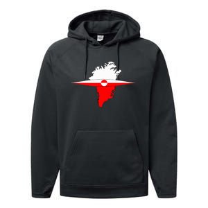 Greenland Flag And Kayak Qujaq Performance Fleece Hoodie