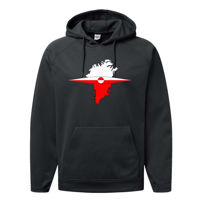 Greenland Flag And Kayak Qujaq Performance Fleece Hoodie