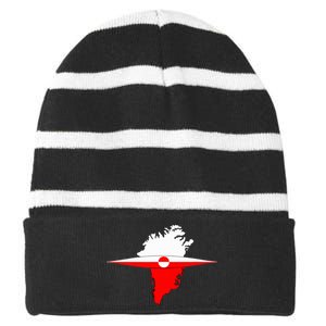 Greenland Flag And Kayak Qujaq Striped Beanie with Solid Band