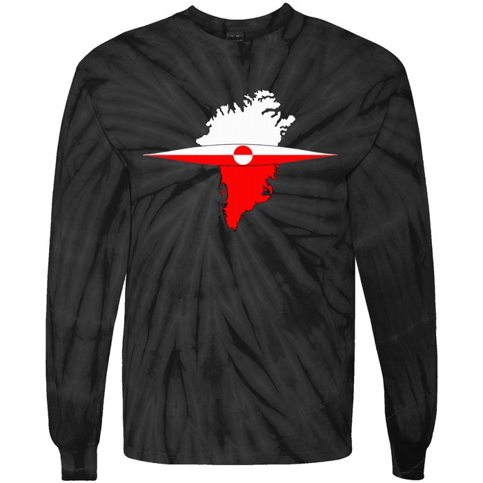 Greenland Flag And Kayak Qujaq Tie-Dye Long Sleeve Shirt