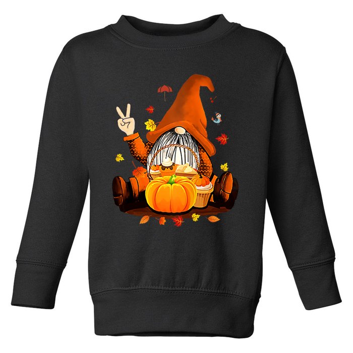 Gnomes Fall Autumn Cute Halloween Thanksgiving Toddler Sweatshirt