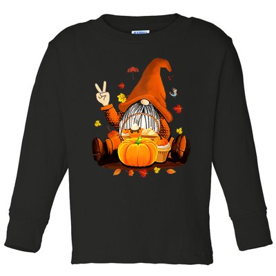 Gnomes Fall Autumn Cute Halloween Thanksgiving Toddler Long Sleeve Shirt