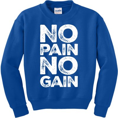 Gym Fitness And Bodybuilding Gift No Pain No Gain Gift Kids Sweatshirt