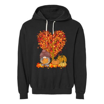 Gnome Fall Autumn Heart Cute Garment-Dyed Fleece Hoodie