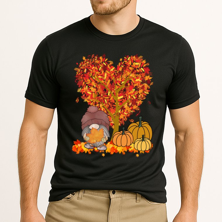 Gnome Fall Autumn Heart Cute Cooling Performance Crew T-Shirt