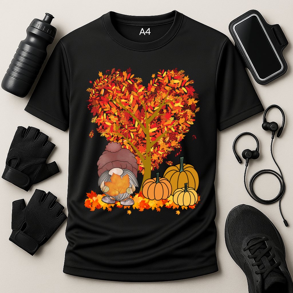 Gnome Fall Autumn Heart Cute Cooling Performance Crew T-Shirt