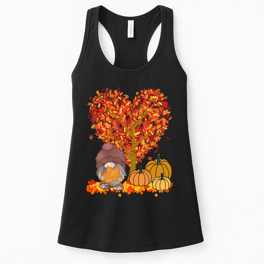 Gnome Fall Autumn Heart Cute Womens Tank Top