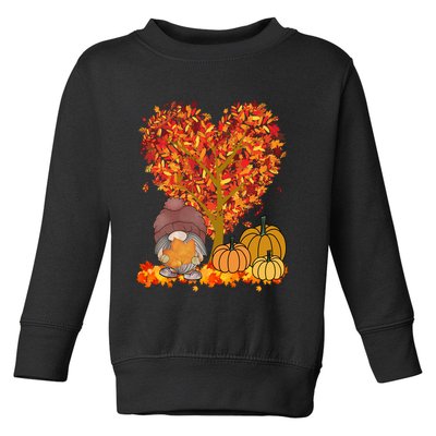 Gnome Fall Autumn Heart Cute Toddler Sweatshirt