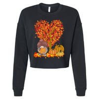 Gnome Fall Autumn Heart Cute Cropped Pullover Crew