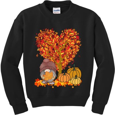 Gnome Fall Autumn Heart Cute Kids Sweatshirt
