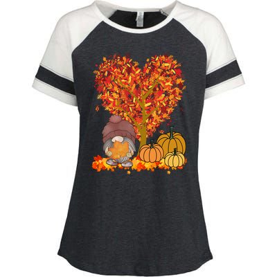 Gnome Fall Autumn Heart Cute Enza Ladies Jersey Colorblock Tee