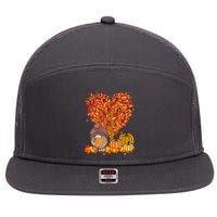 Gnome Fall Autumn Heart Cute 7 Panel Mesh Trucker Snapback Hat