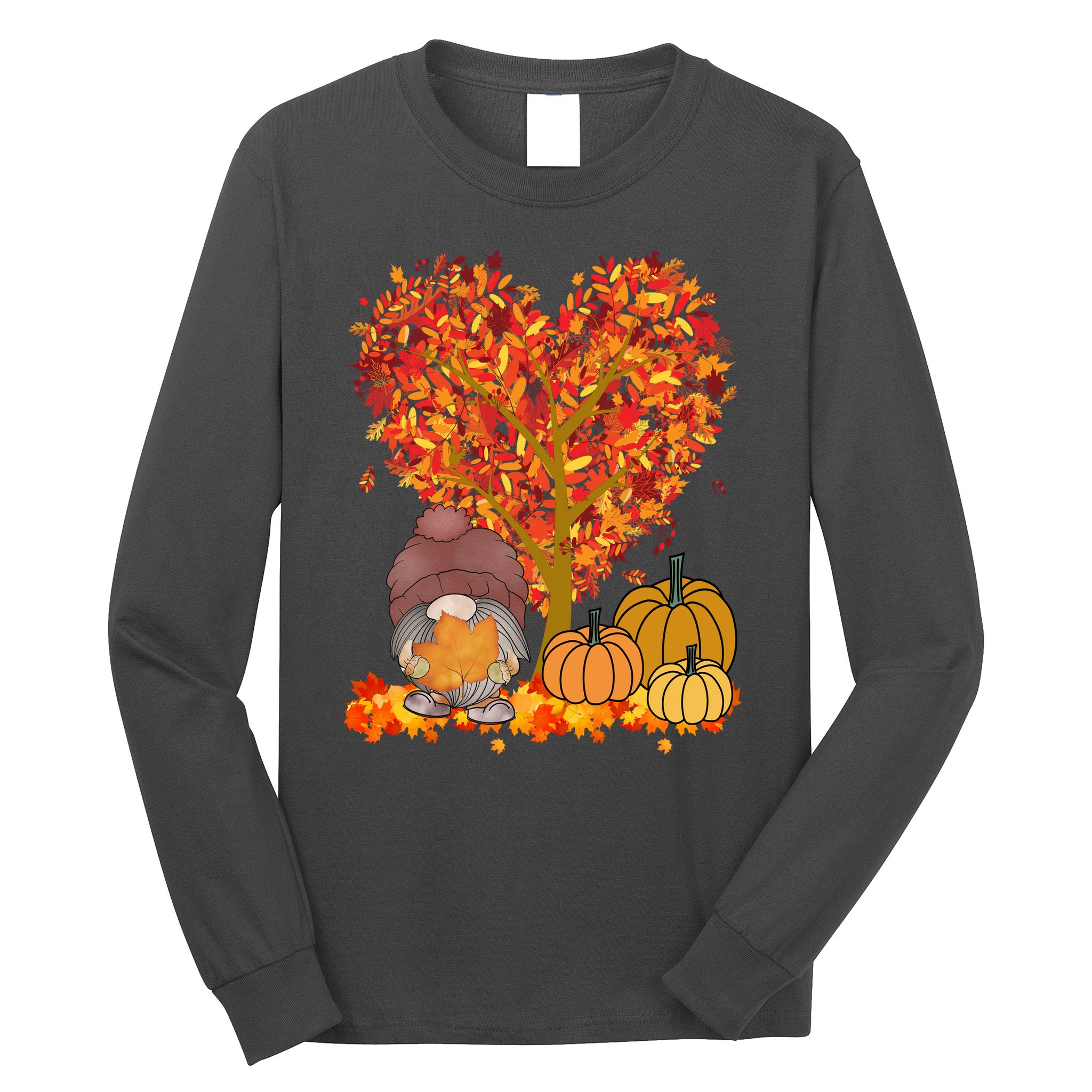 Gnome Fall Autumn Heart Cute Long Sleeve Shirt
