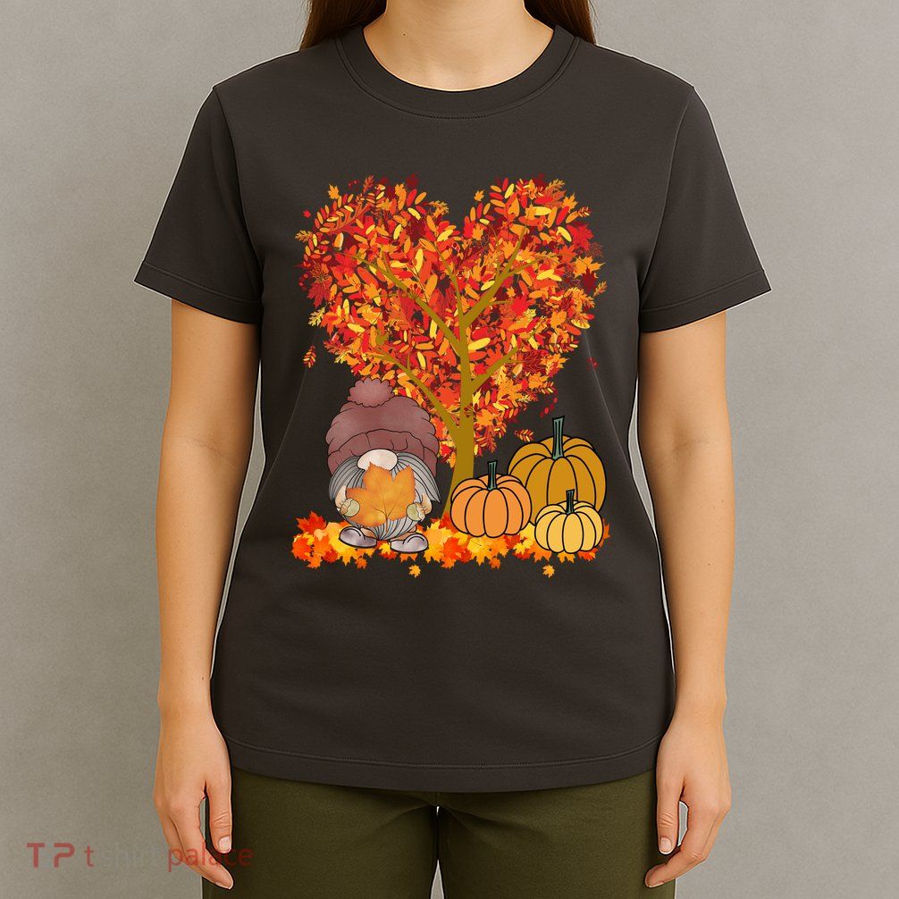 Gnome Fall Autumn Heart Cute T-Shirt