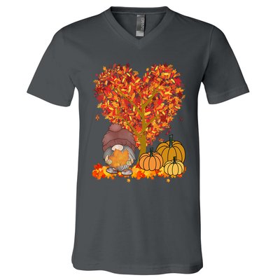 Gnome Fall Autumn Heart Cute V-Neck T-Shirt