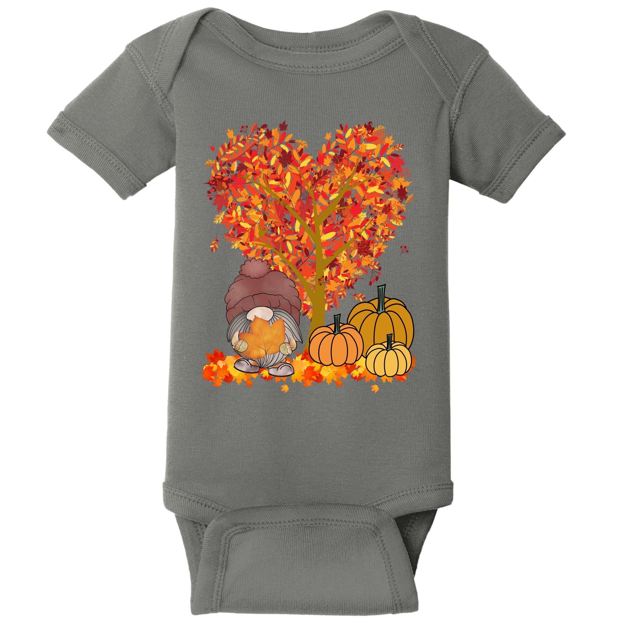 Gnome Fall Autumn Heart Cute Baby Bodysuit