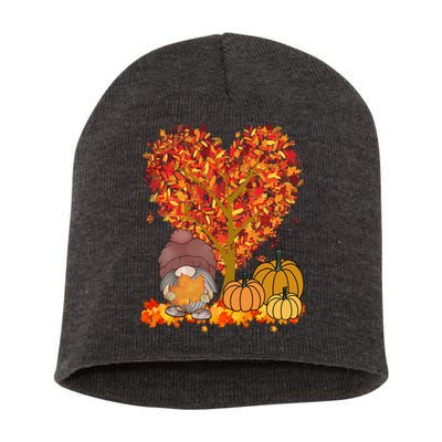 Gnome Fall Autumn Heart Cute Short Acrylic Beanie
