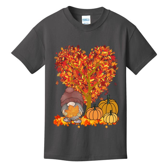 Gnome Fall Autumn Heart Cute Kids T-Shirt