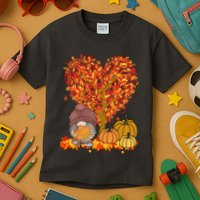 Gnome Fall Autumn Heart Cute Kids T-Shirt