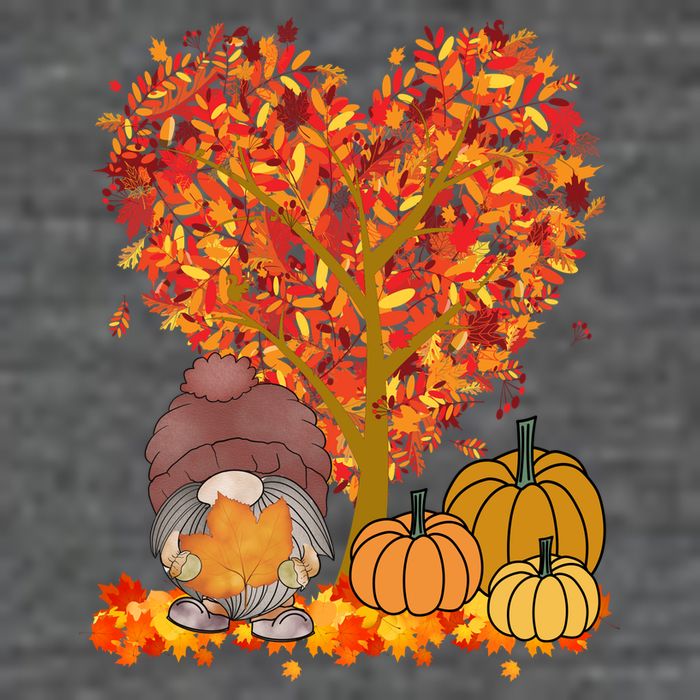 Gnome Fall Autumn Heart Cute Kids T-Shirt