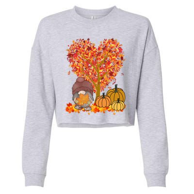 Gnome Fall Autumn Heart Cute Cropped Pullover Crew