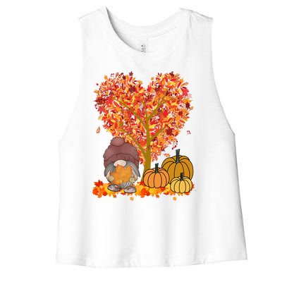 Gnome Fall Autumn Heart Cute Women's Racerback Cropped Tank