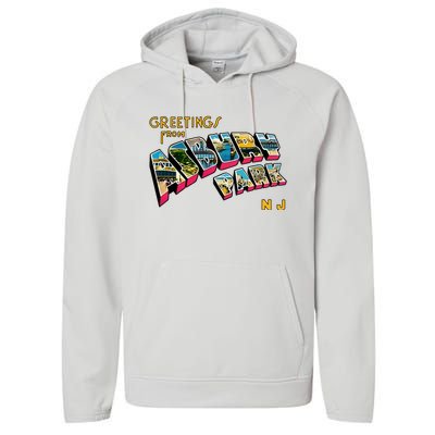 Greetings From Asbury Park NJ 70s Rock Music Retro Performance Fleece Hoodie