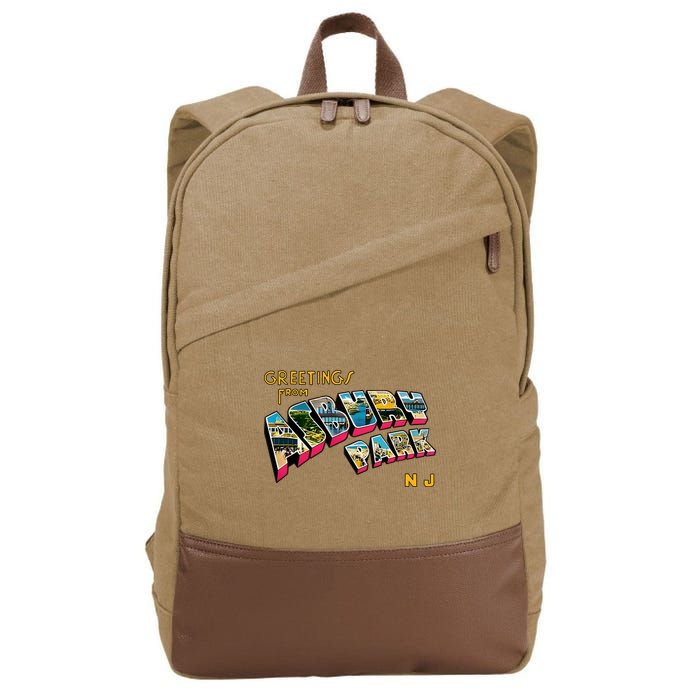 Greetings From Asbury Park NJ 70s Rock Music Retro Cotton Canvas Backpack