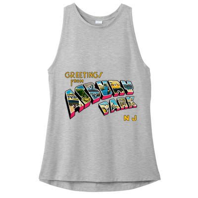 Greetings From Asbury Park NJ 70s Rock Music Retro Ladies PosiCharge Tri-Blend Wicking Tank