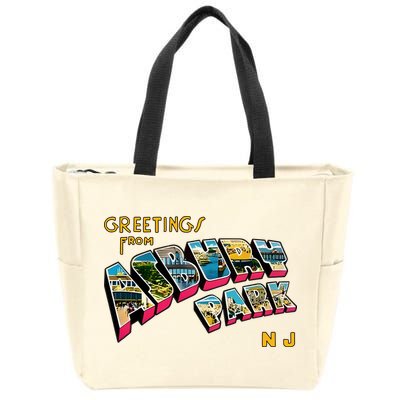 Greetings From Asbury Park NJ 70s Rock Music Retro Zip Tote Bag