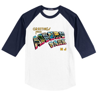 Greetings From Asbury Park NJ 70s Rock Music Retro Baseball Sleeve Shirt