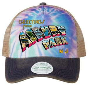 Greetings From Asbury Park NJ 70s Rock Music Retro Legacy Tie Dye Trucker Hat