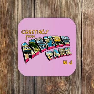 Greetings From Asbury Park NJ 70s Rock Music Retro Coaster