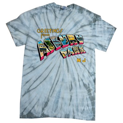 Greetings From Asbury Park NJ 70s Rock Music Retro Tie-Dye T-Shirt