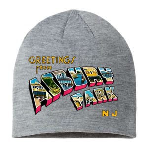 Greetings From Asbury Park NJ 70s Rock Music Retro Sustainable Beanie