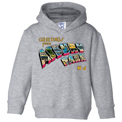 Greetings From Asbury Park NJ 70s Rock Music Retro Toddler Hoodie
