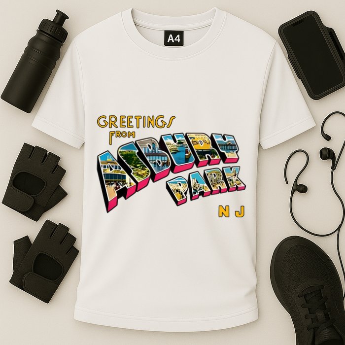 Greetings From Asbury Park NJ 70s Rock Music Retro Performance Shirt