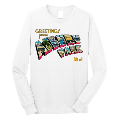 Greetings From Asbury Park NJ 70s Rock Music Retro Long Sleeve Shirt