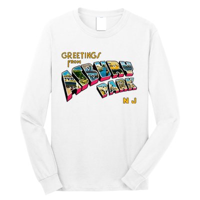 Greetings From Asbury Park NJ 70s Rock Music Retro Long Sleeve Shirt