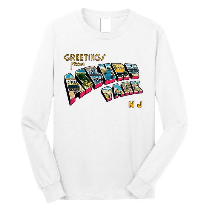 Greetings From Asbury Park NJ 70s Rock Music Retro Long Sleeve Shirt