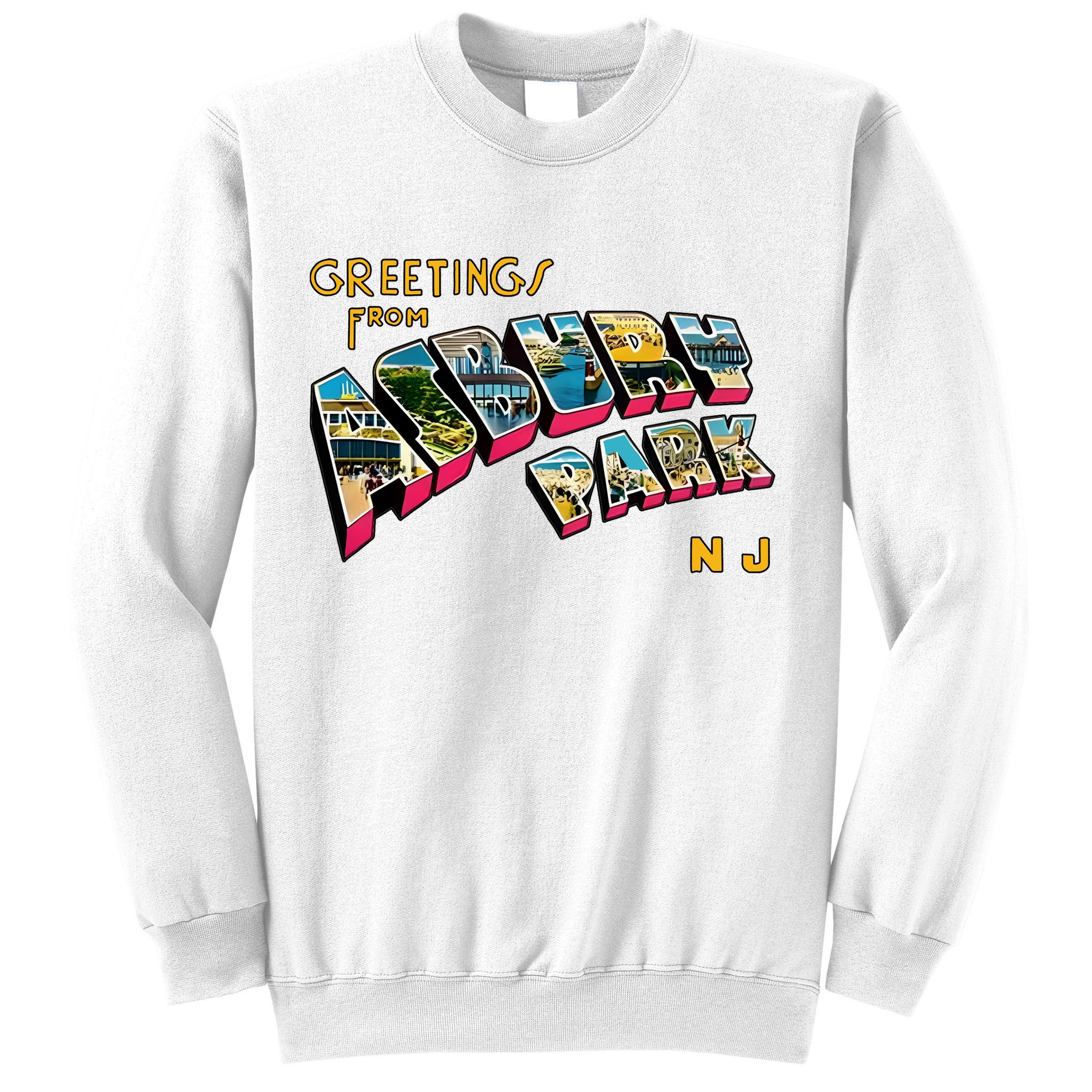 Greetings From Asbury Park NJ 70s Rock Music Retro Sweatshirt