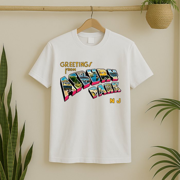 Greetings From Asbury Park NJ 70s Rock Music Retro T-Shirt