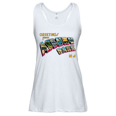 Greetings From Asbury Park NJ 70s Rock Music Retro Ladies Essential Flowy Tank