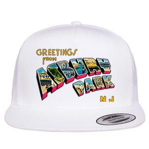 Greetings From Asbury Park NJ 70s Rock Music Retro Flat Bill Trucker Hat