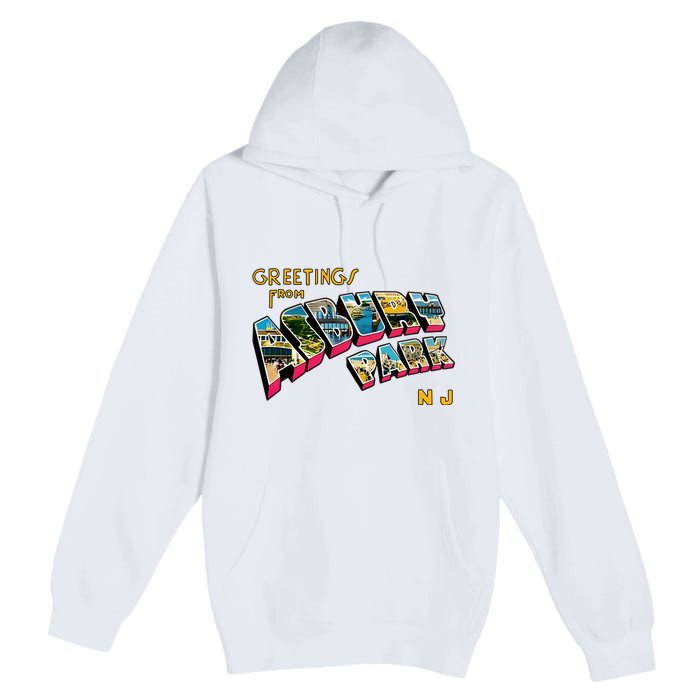 Greetings From Asbury Park NJ 70s Rock Music Retro Premium Pullover Hoodie